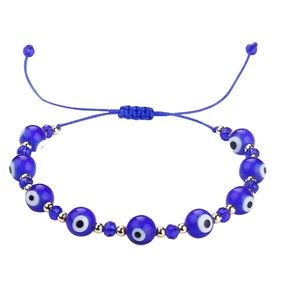 Evil Eyes Decor Beaded Bracelet 6” x 11” Adjustable Nwt